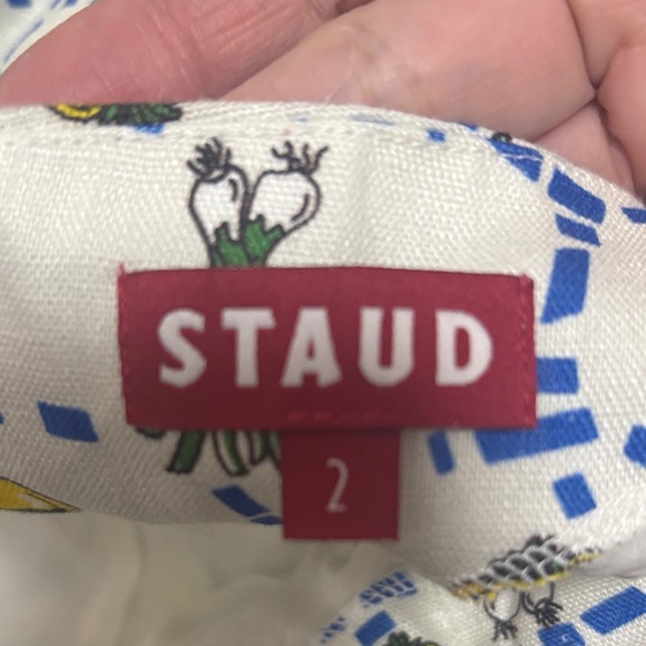 STAUD White and Blue Dress with Lemon Print - Picture 2 of 4